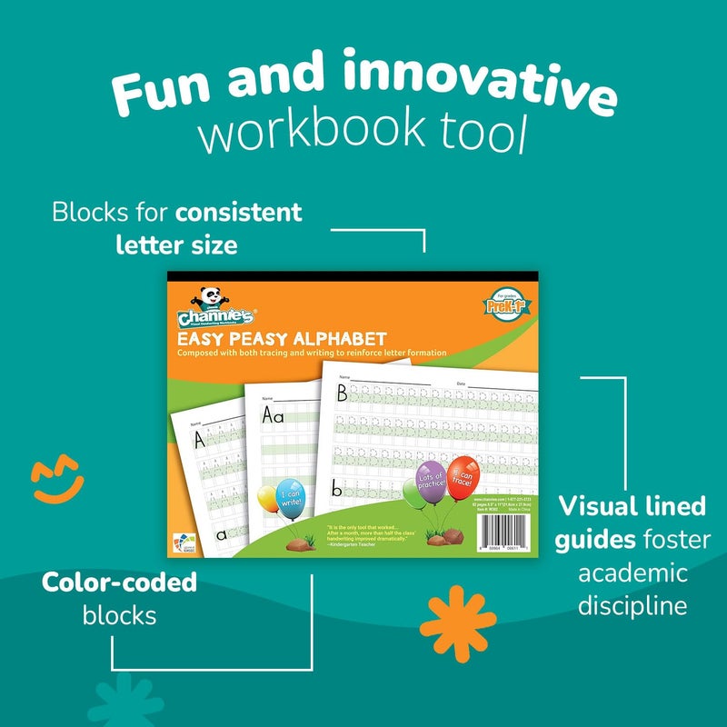 Channie's Easy Peasy Alphabet Tracing Book for Kids Ages 3-5  Pre K & Kindergarten Writing Workbook for Handwriting & Tracing  Effective Alphabet Practice With Color-Coded Blocks - Image 4